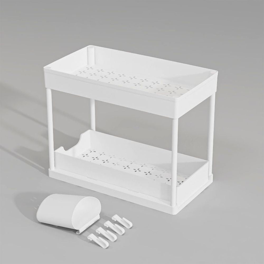 Double Layer Slide Out Shelf Storage Organizer Rack