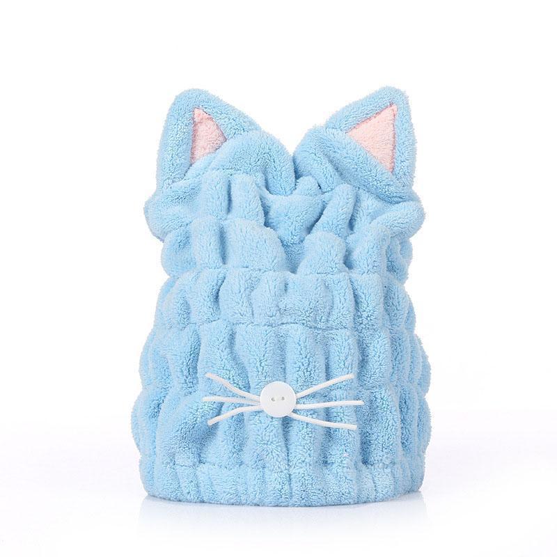 Adorable Kitty Hooded Microfiber Bath Turban - Halri