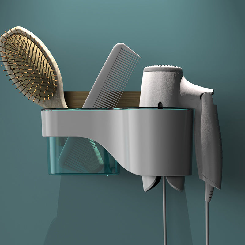 Étagère de salle de bain gain de place avec support pour sèche-cheveux 