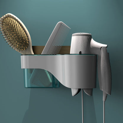 Étagère de salle de bain gain de place avec support pour sèche-cheveux 