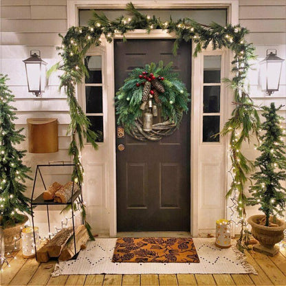 Rustic Christmas Door Wreath, Country Holiday Wreath, Winter Pine Wreath
