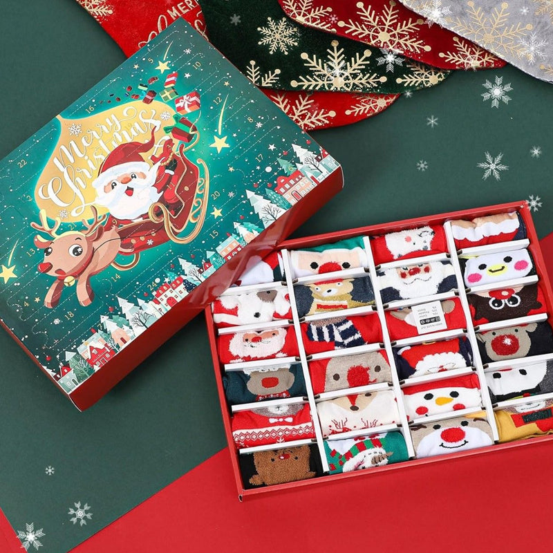 Warm Winter Socks 24 Days Christmas Gift Set - Halri