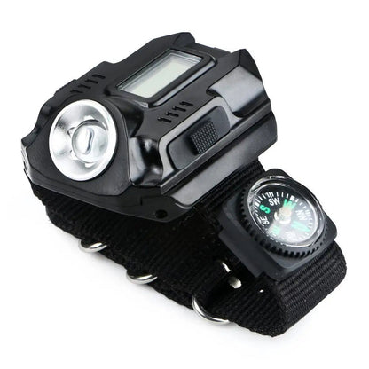 Waterproof LED Wristwatch with Flashlight and Compass