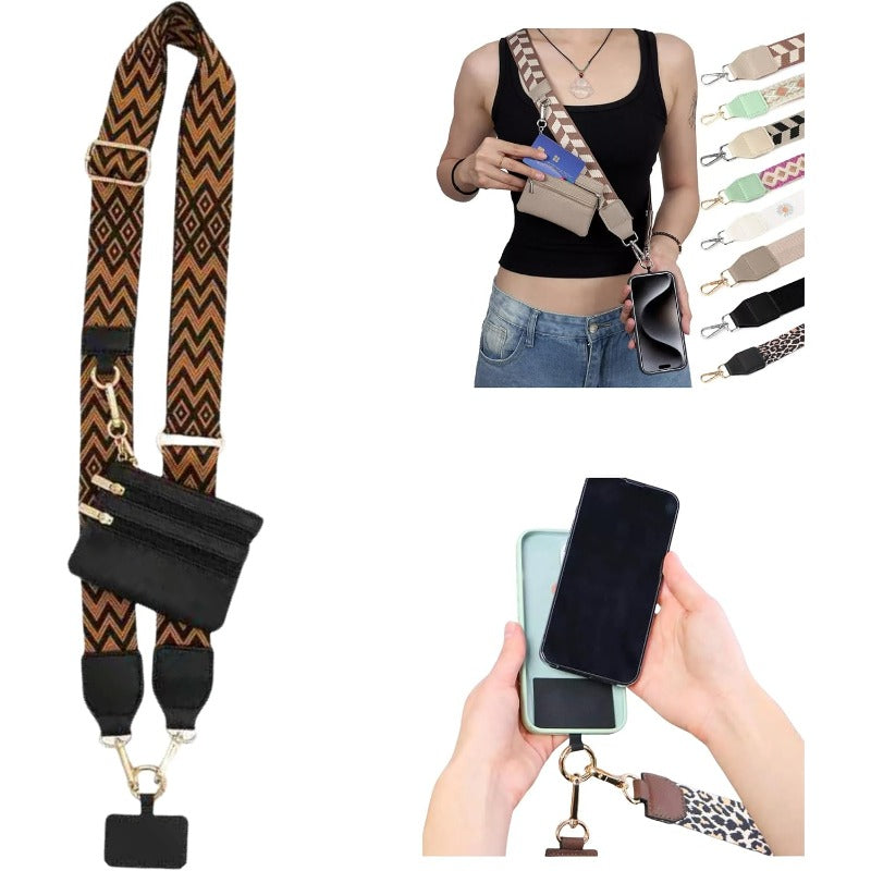 Bandoulière tendance pour téléphone avec porte-cartes amovible