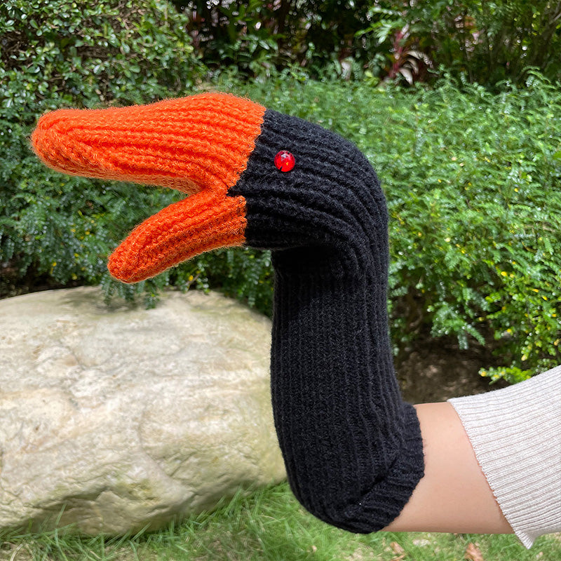 Gants en tricot originaux en forme de canard