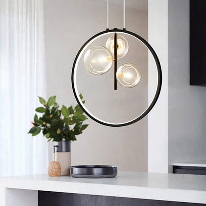 Suspension élégante en verre noir avec globe