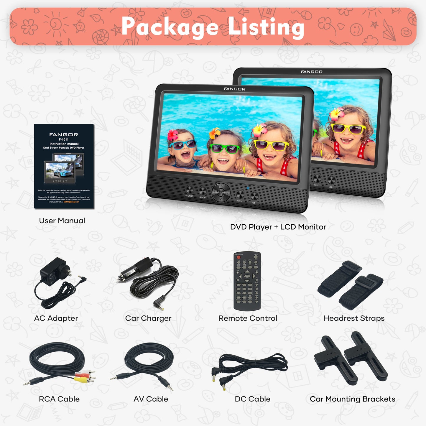 Portable Car Backseat DVD Player
