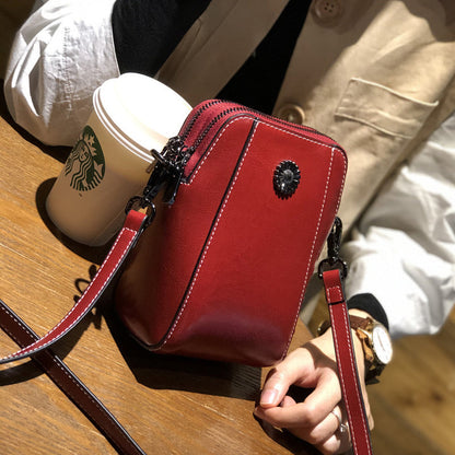 Pochette pour téléphone en cuir véritable pour femme