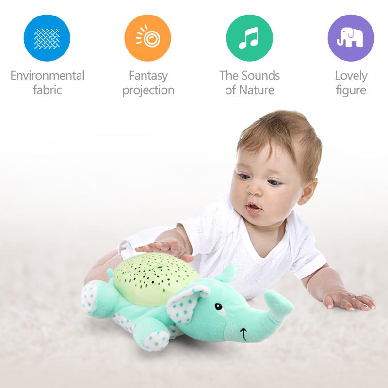 Soft Baby Night Light Plush Toy with Music and Stars