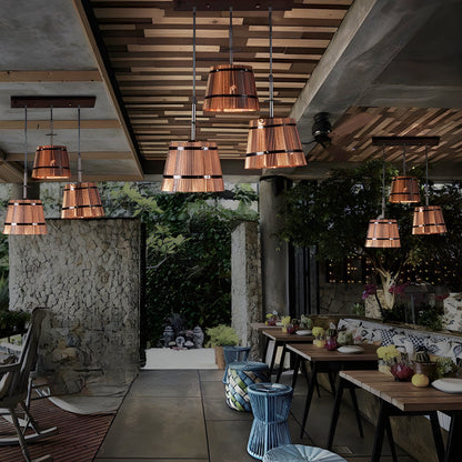Barre lumineuse suspendue en bois rustique