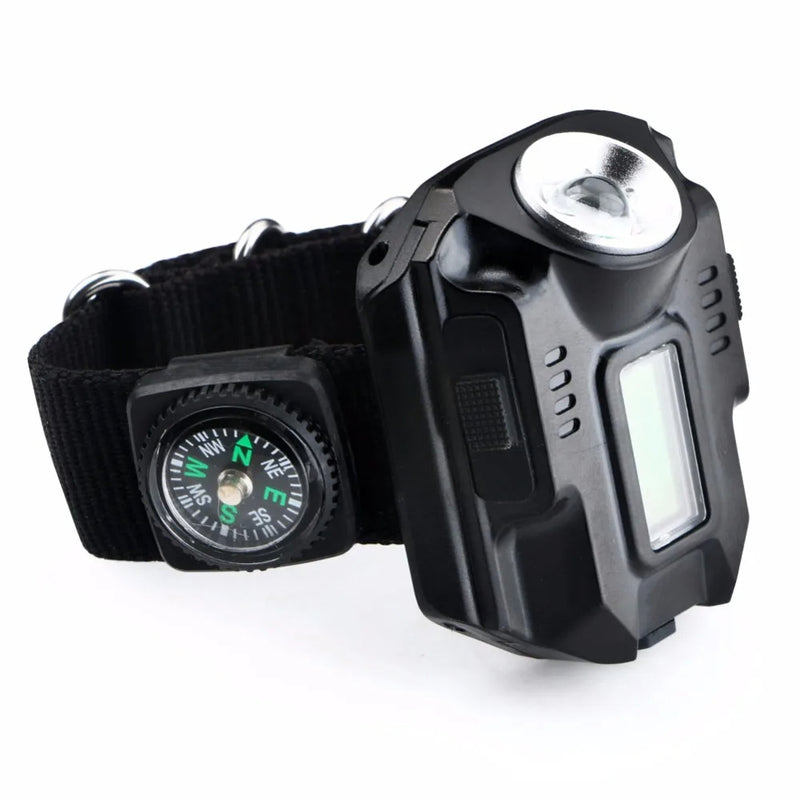 Waterproof LED Wristwatch with Flashlight and Compass