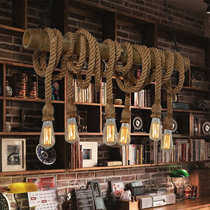 Suspension rustique en bambou avec cordon ajustable