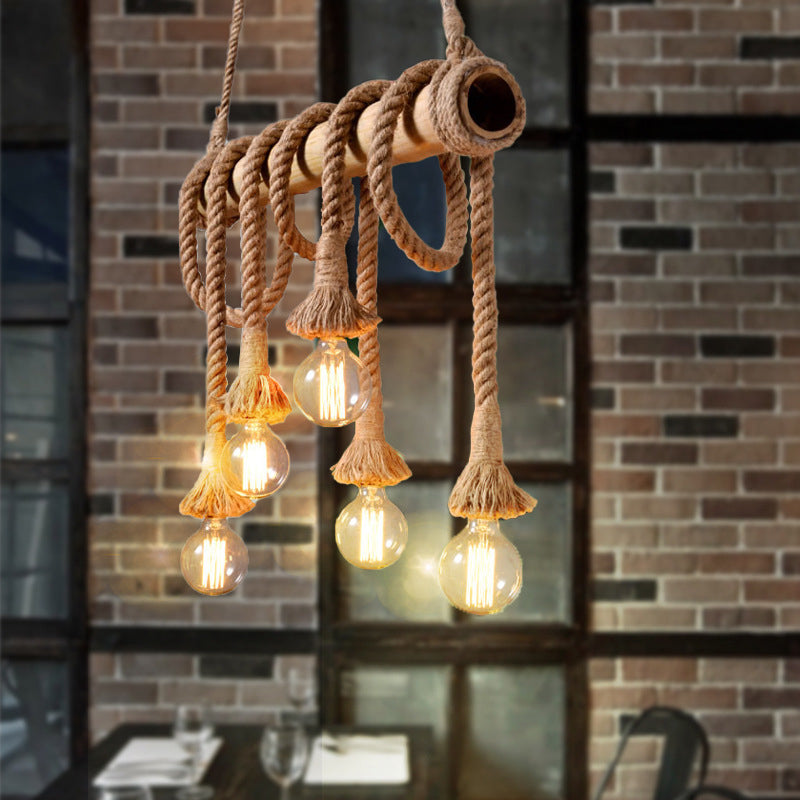 Suspension rustique en bambou avec cordon ajustable