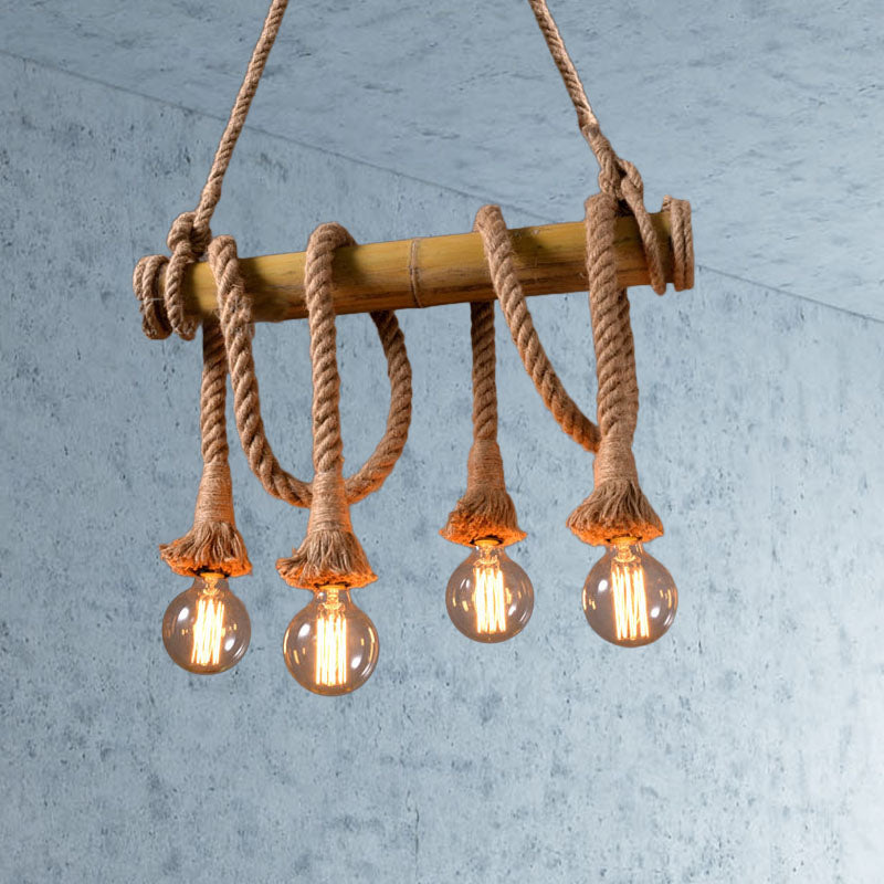 Suspension rustique en bambou avec cordon ajustable