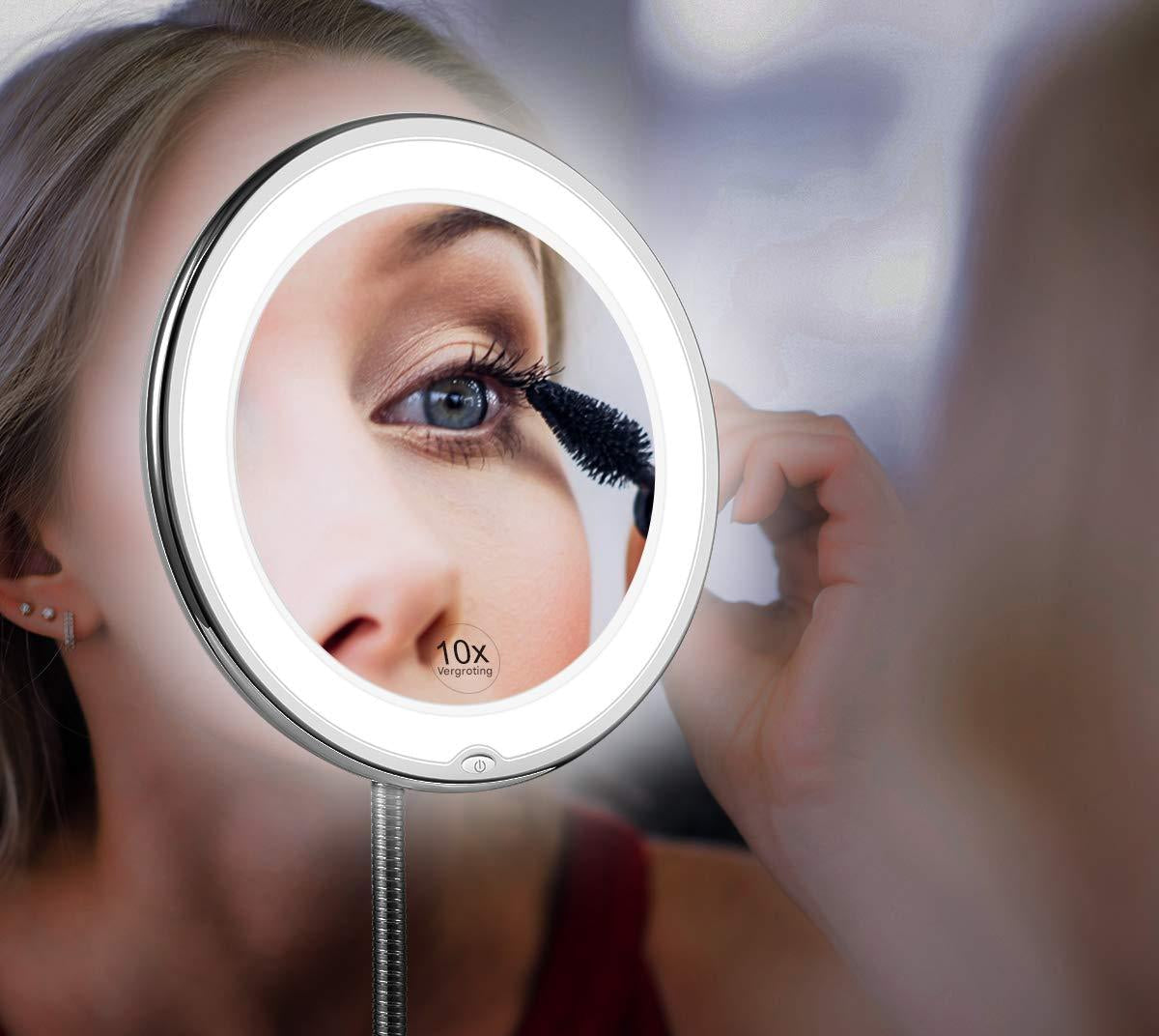 Bright LED Magnifying Makeup Mirror with Adjustable Arm - Halri