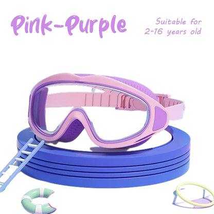 Lunettes de natation transparentes pour enfants, grande monture, étanches et anti-buée 