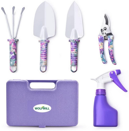 Ensemble d'outils de jardin colorés de 10 pièces avec poignées ergonomiques