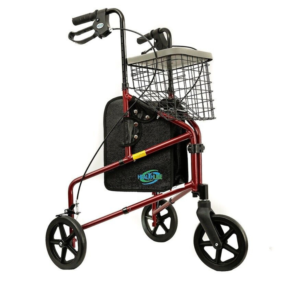 Compact Folding 3 Wheel Walker with Storage Basket