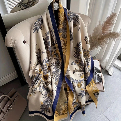 Joli foulard réversible en soie à motif floral