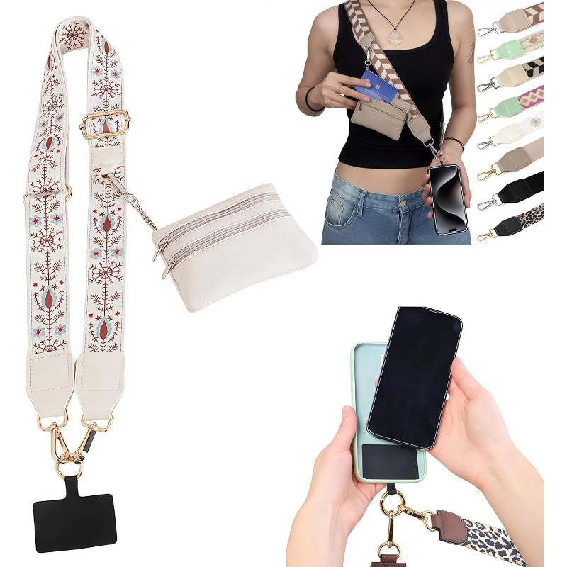 Bandoulière tendance pour téléphone avec porte-cartes amovible