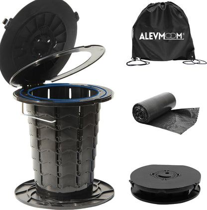 Toilettes de camping compactes avec pieds réglables en hauteur
