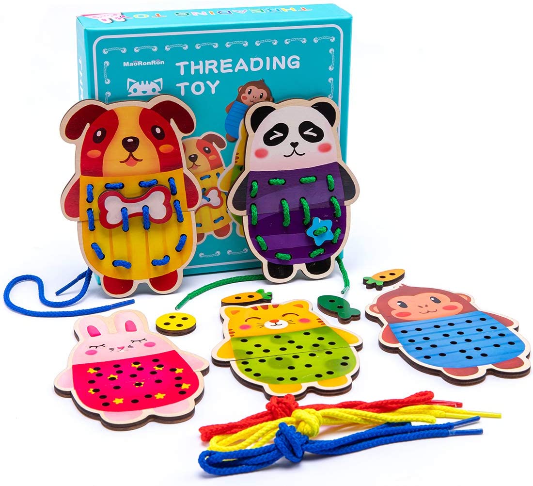 Fun Wooden Lacing Animal Toys for Kids - Halri