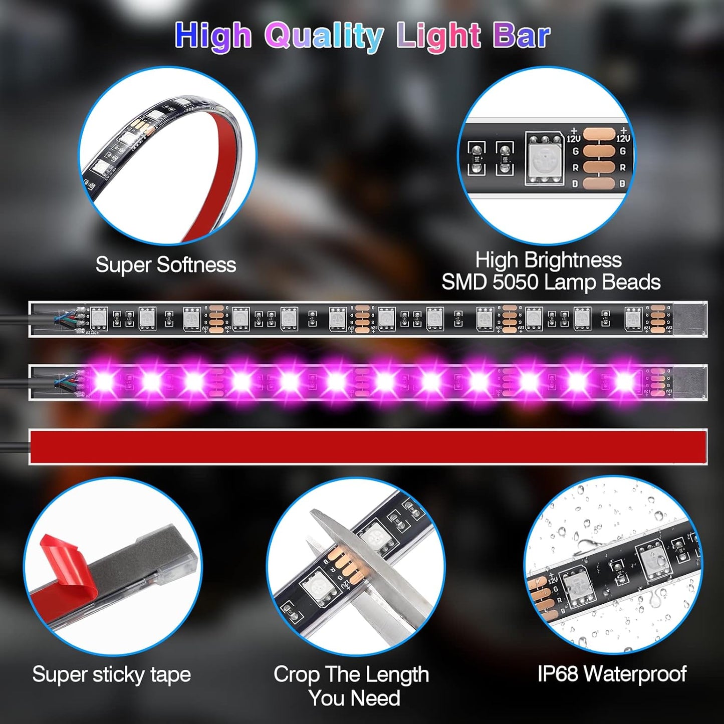 Bright Motorcycle LED Lighting Kit with Turn Signals