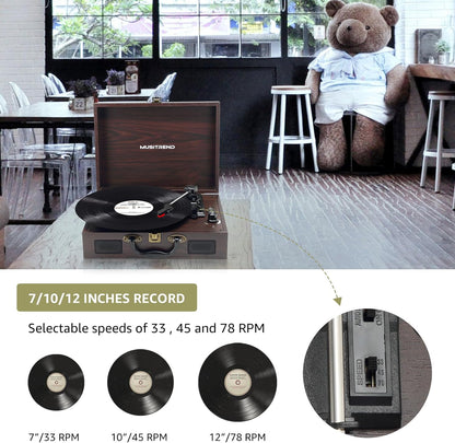 Retro Suitcase Design Portable Vinyl Record Player