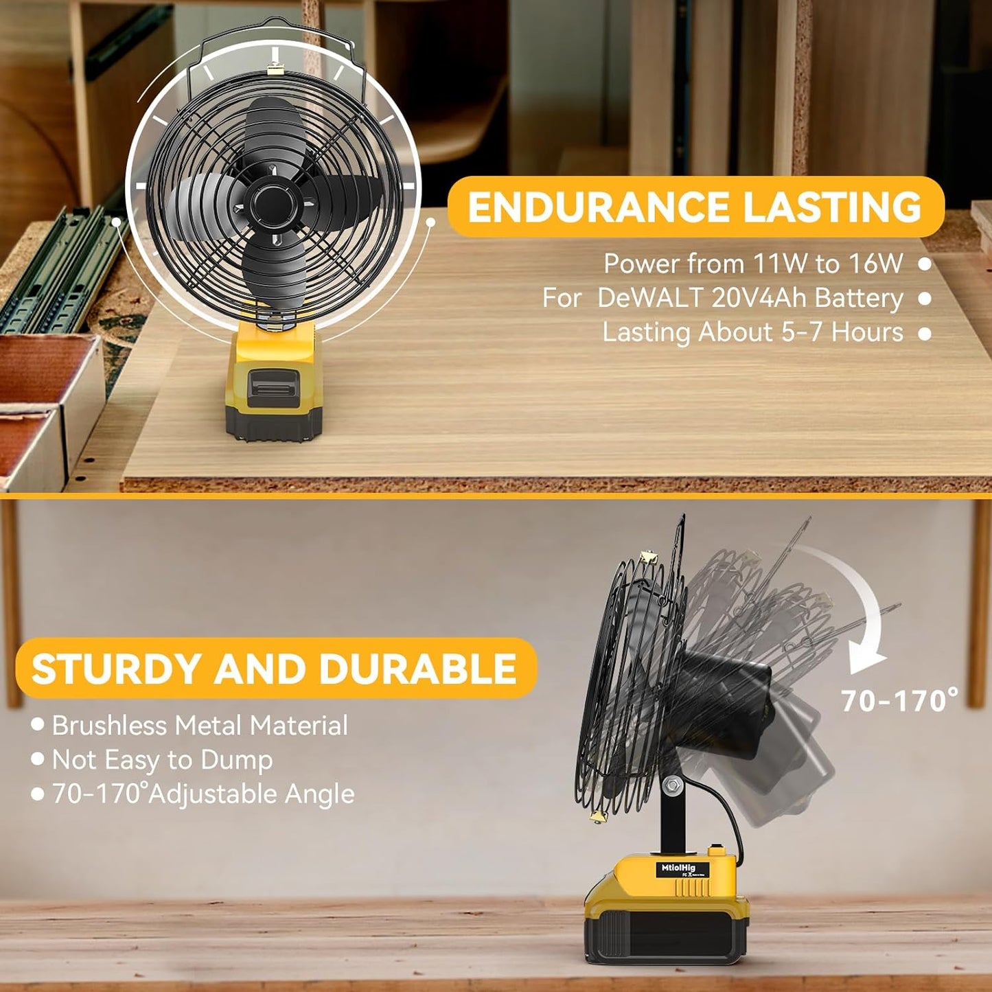 Compact Wireless Worksite Fan for 20V Battery Power