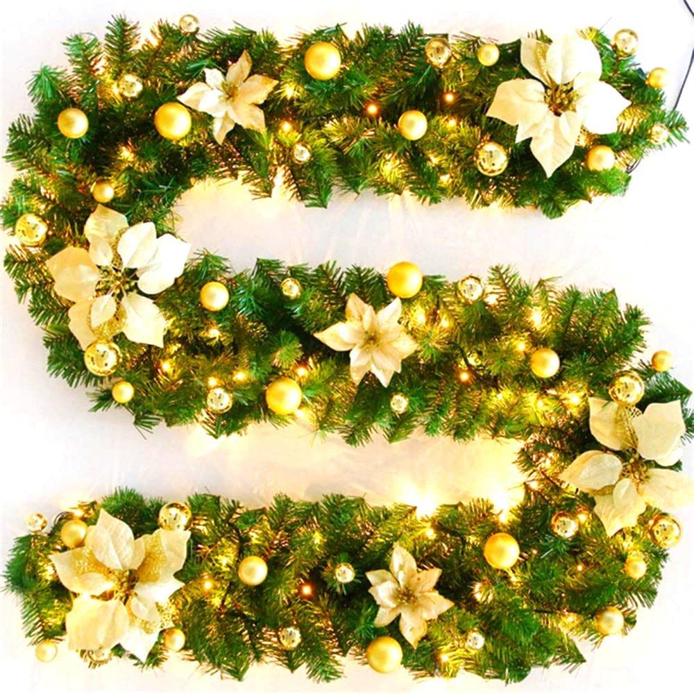 Deluxe LED Outdoor Stair Christmas Garland 9 Feet Long - Halri