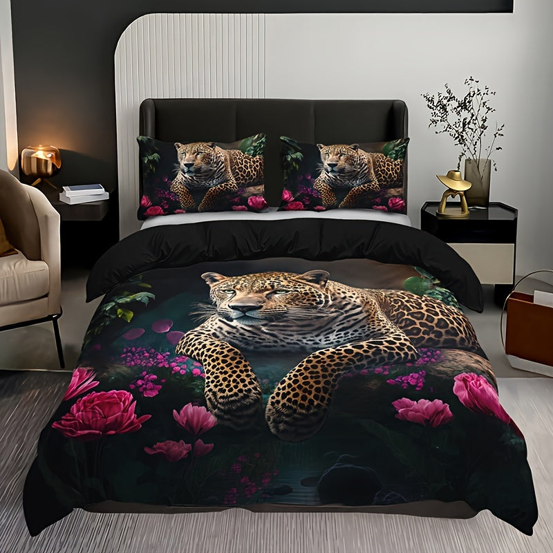 Magnifique ensemble de lit 3 pièces à imprimé floral et animalier