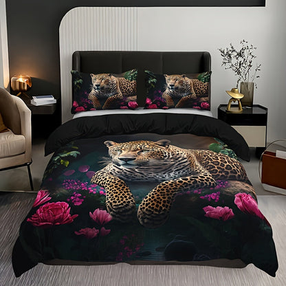 Magnifique ensemble de lit 3 pièces à imprimé floral et animalier
