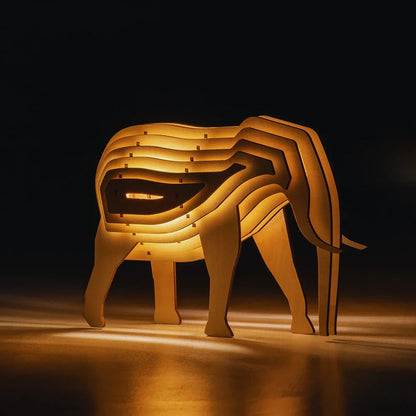 Lampe rustique artisanale en bois en forme d'animal