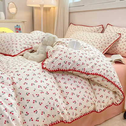 Magnifique ensemble de literie 4 pièces à motif floral avec housse de couette