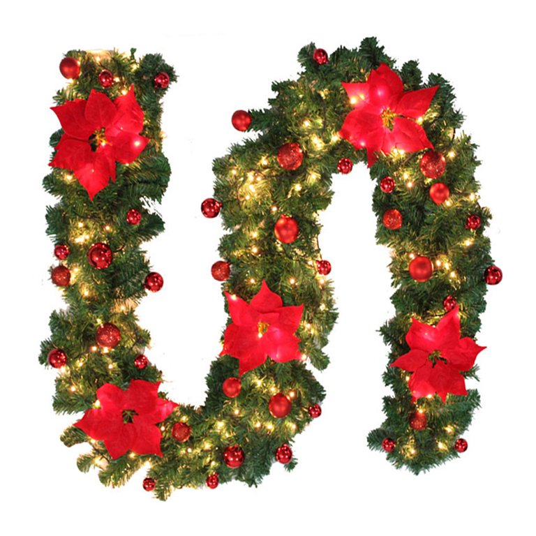 Deluxe LED Outdoor Stair Christmas Garland 9 Feet Long