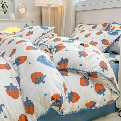 Magnifique ensemble de literie 4 pièces à motif floral avec housse de couette