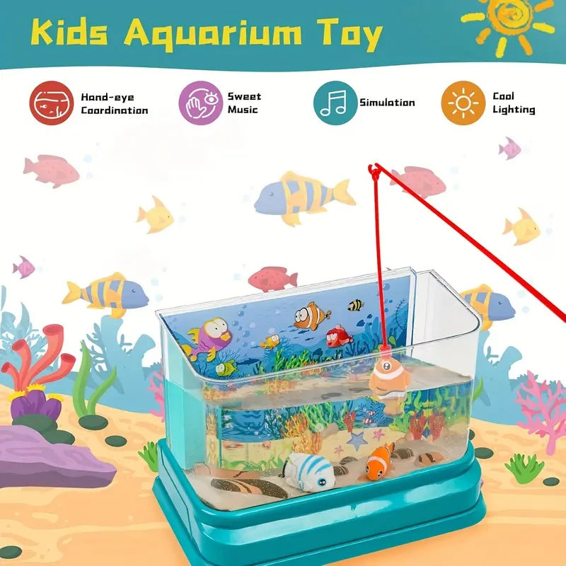 7pcs Electric Musical Aquarium Toy with Light, Fishing Game, Safe for Ages 3+