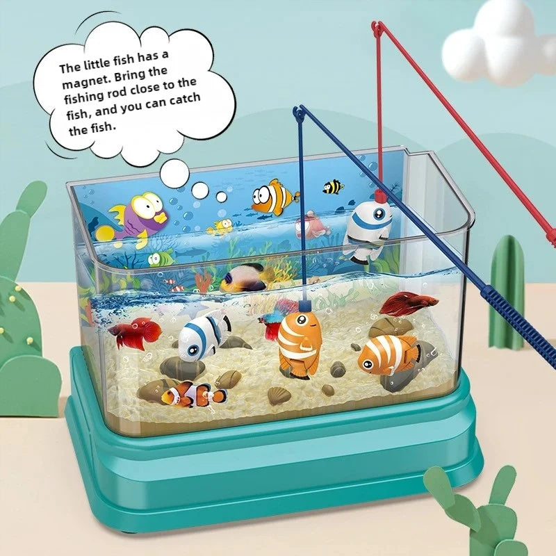 7pcs Electric Musical Aquarium Toy with Light, Fishing Game, Safe for Ages 3+