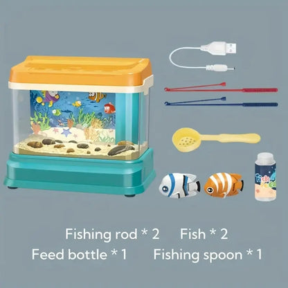 7pcs Electric Musical Aquarium Toy with Light, Fishing Game, Safe for Ages 3+