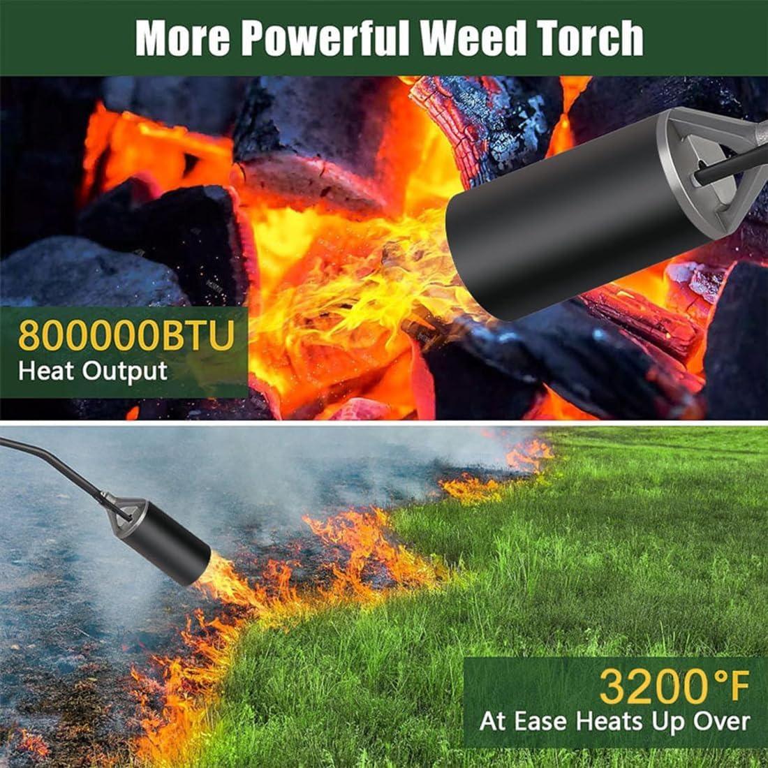 800,000 BTU Propane Torch Weed Burner – Heavy Duty Flame Torch for Ice, Asphalt & Weed Removal