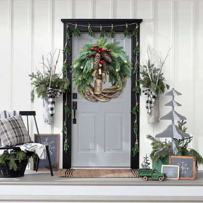Rustic Christmas Door Wreath, Country Holiday Wreath, Winter Pine Wreath