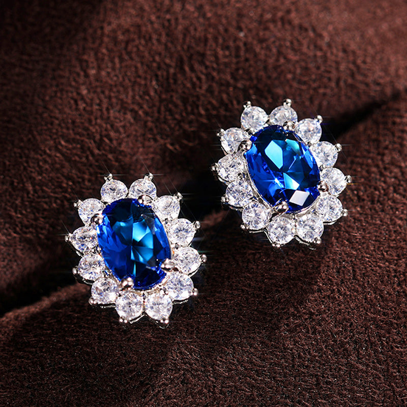 Halri | Exotic Blue Oval Gemstone Earrings - Halri