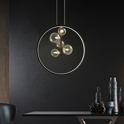 Suspension élégante en verre noir avec globe
