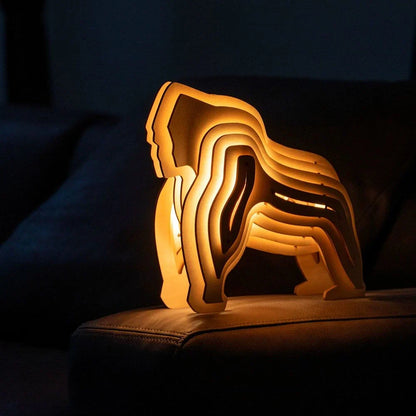 Lampe rustique artisanale en bois en forme d'animal