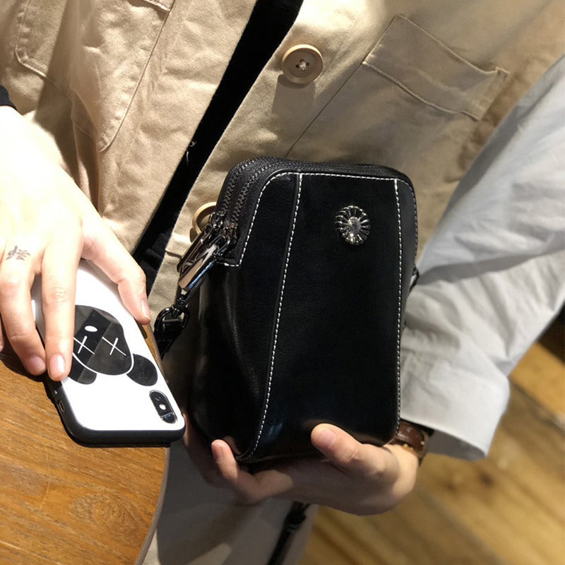 Pochette pour téléphone en cuir véritable pour femme