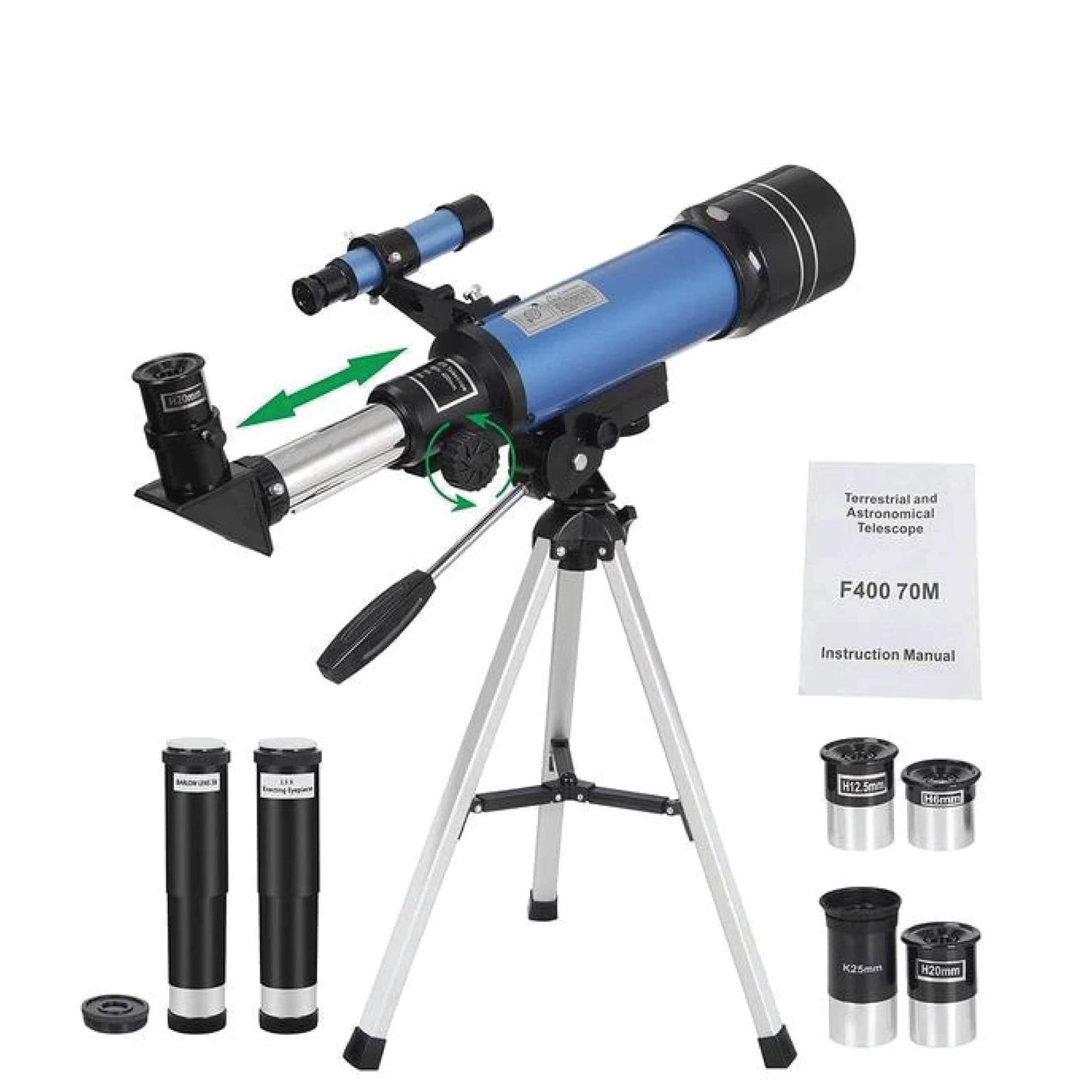 Easy Starter Telescope with 150X Zoom and Barlow Lens Blue