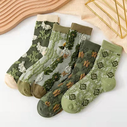 Lot de 5 paires de chaussettes courtes à motif floral classique