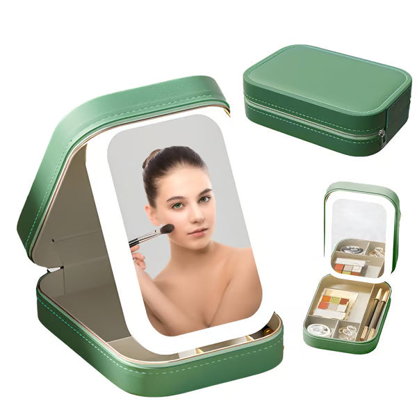 Trousse de maquillage de voyage avec miroir lumineux LED 