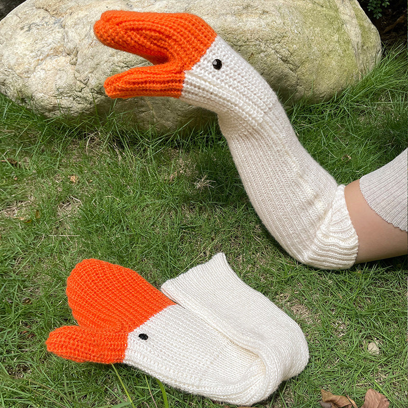 Gants en tricot originaux en forme de canard