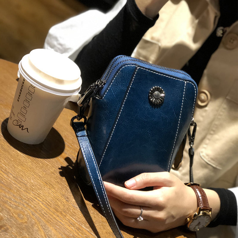 Pochette pour téléphone en cuir véritable pour femme
